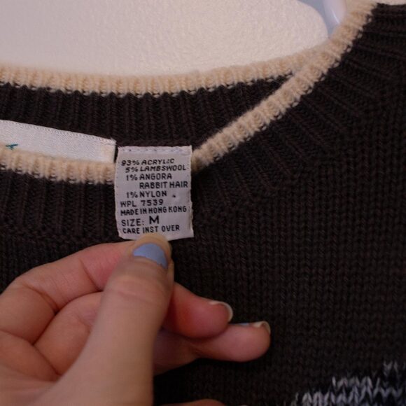 Kawaii VTG Bear Sweater AJ Friends Ribbon Cozy 90s Wool Blend M | Soft Autumn - Picture 5 of 10